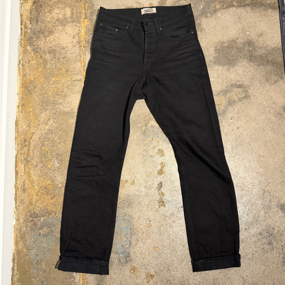 Naked & Famous Denim Men's Straight Black Jeans - Picture 2 of 6